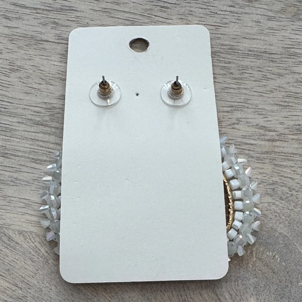 Elegant Gold and White Beaded Earrings